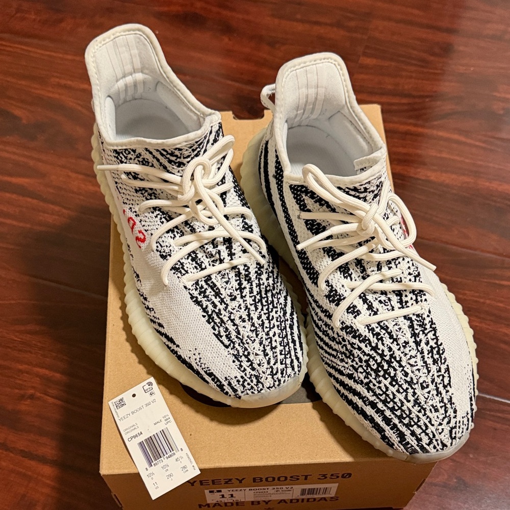 Adidas Yeezy Boost 350 V2 Black and White with Red Detail